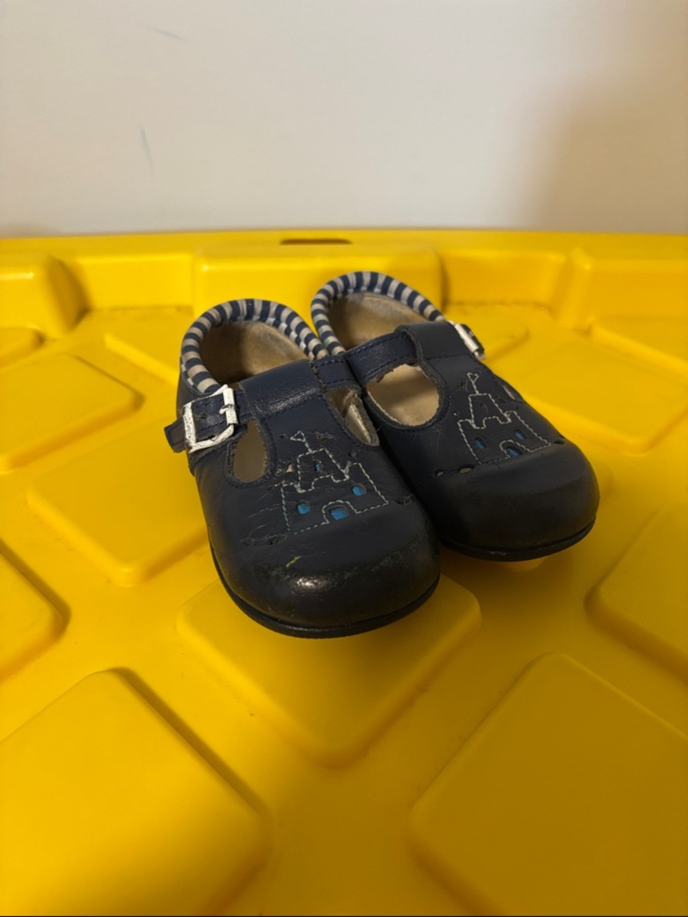 Clarks Navy Blue Toddler Mary Jane Shoes with Castle Stitch Detail